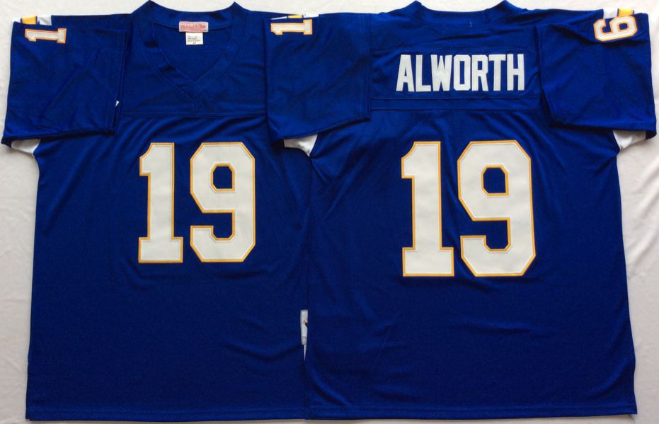 Men NFL Los Angeles Chargers #19 Alworth purple Mitchell Ness jerseys->los angeles chargers->NFL Jersey